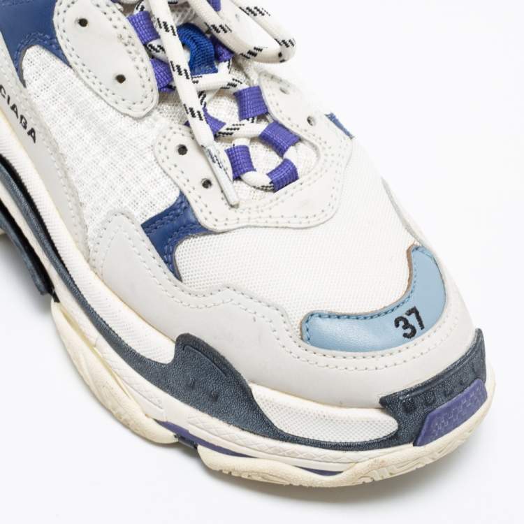 Pre Owned Balenciaga Multicolor Leather and Mesh Triple S Platform Sneakers Size 37