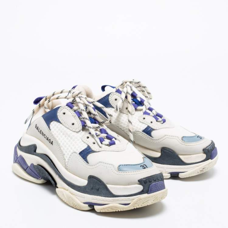 Pre Owned Balenciaga Multicolor Leather and Mesh Triple S Platform Sneakers Size 37