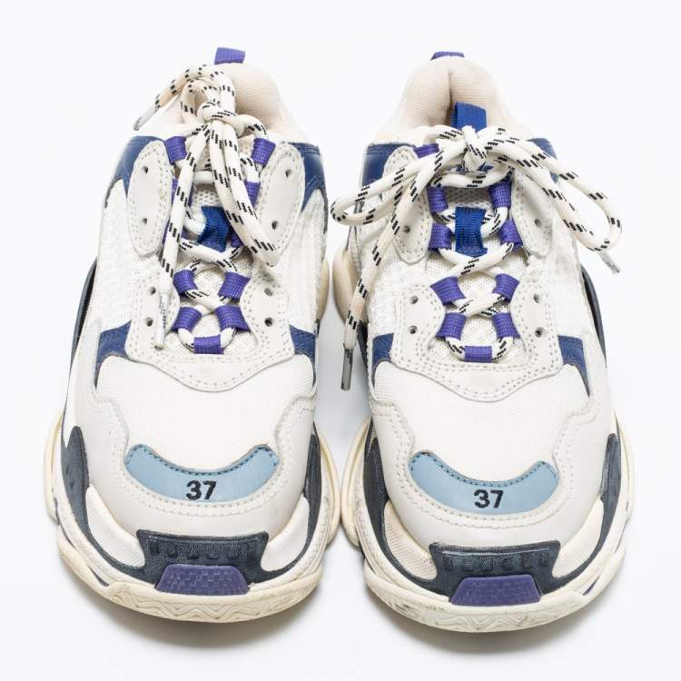 Pre Owned Balenciaga Multicolor Leather and Mesh Triple S Platform Sneakers Size 37
