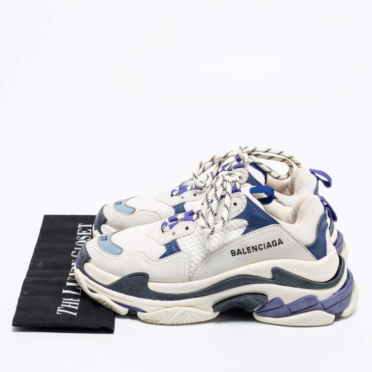 Pre Owned Balenciaga Multicolor Leather and Mesh Triple S Platform Sneakers Size 37