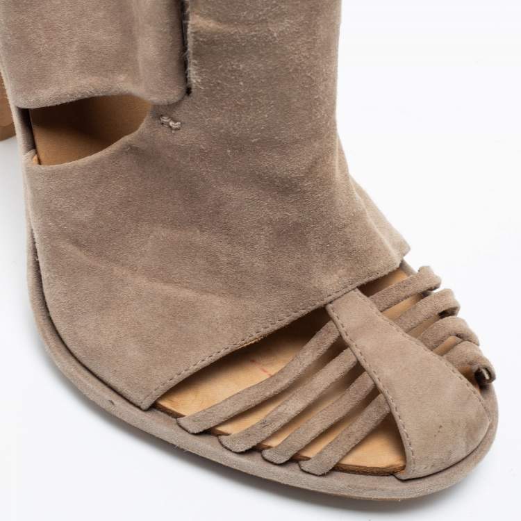 Pre Owned Balenciaga Grey Suede Cutout Booties Size 39 