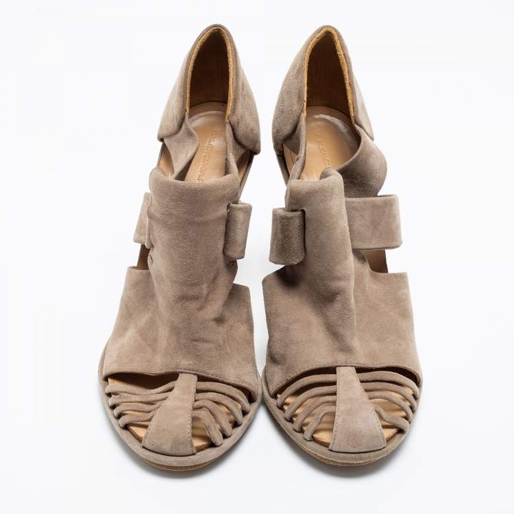 Pre Owned Balenciaga Grey Suede Cutout Booties Size 39 