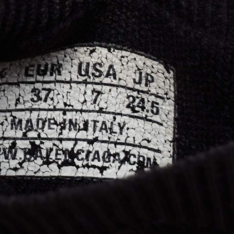 Pre Owned Balenciaga Black Knit Fabric Speed Trainer Slip On High-Top Sneakers Size 37