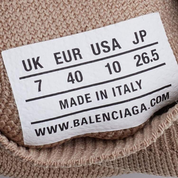 Pre Owned Balenciaga Beige Knit Fabric Speed Trainer 2.0 Sock Sneakers Size 40