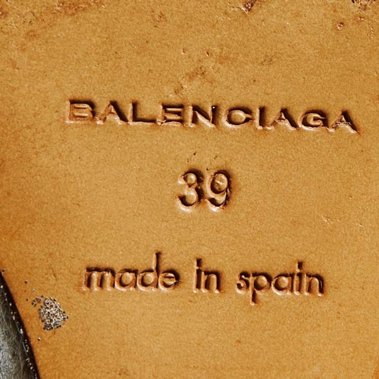 Pre Owned Balenciaga Beige Leather Wedge Sandals Size 39