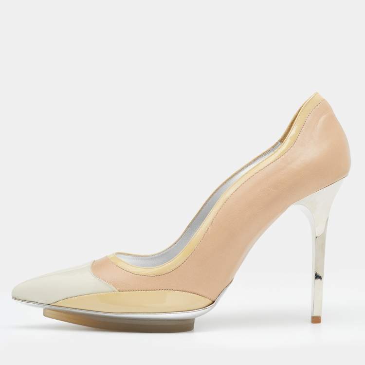 Pre Owned Balenciaga Multicolor Patent And Leather Pointed Toe Pumps Size 40