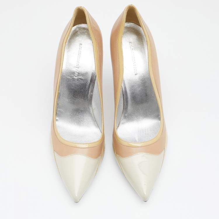 Pre Owned Balenciaga Multicolor Patent And Leather Pointed Toe Pumps Size 40