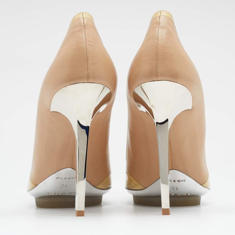 Pre Owned Balenciaga Multicolor Patent And Leather Pointed Toe Pumps Size 40