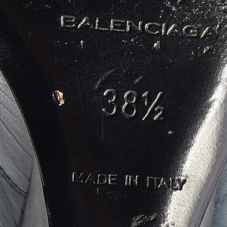 مملوكة مسبقًا Balenciaga Green Leather Brogues Wedge Sandals Size 38.5