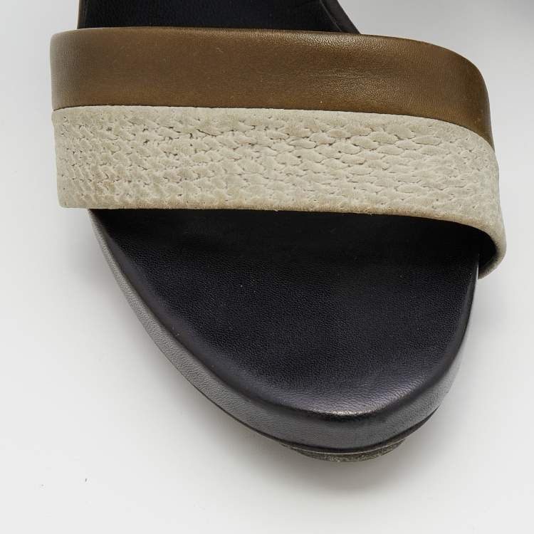 Pre Owned Balenciaga Multicolor Leather Ankle Wrap Sandals Size 39