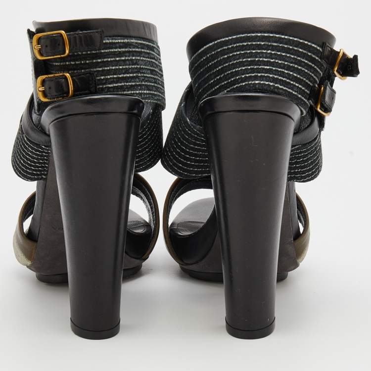 Pre Owned Balenciaga Multicolor Leather Ankle Wrap Sandals Size 39