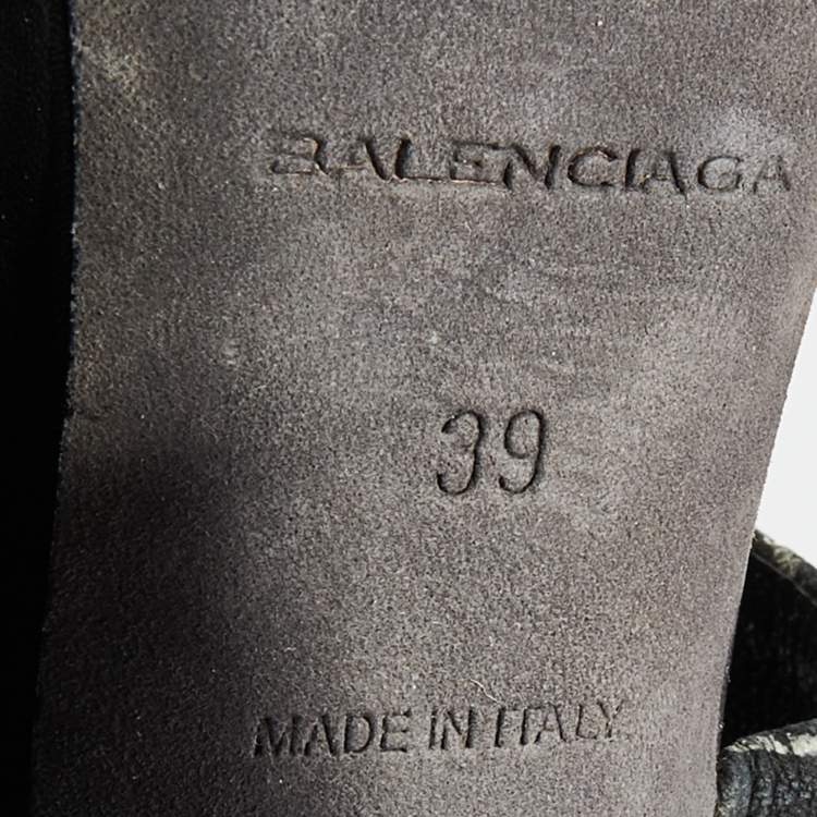 Pre Owned Balenciaga Multicolor Leather Ankle Wrap Sandals Size 39