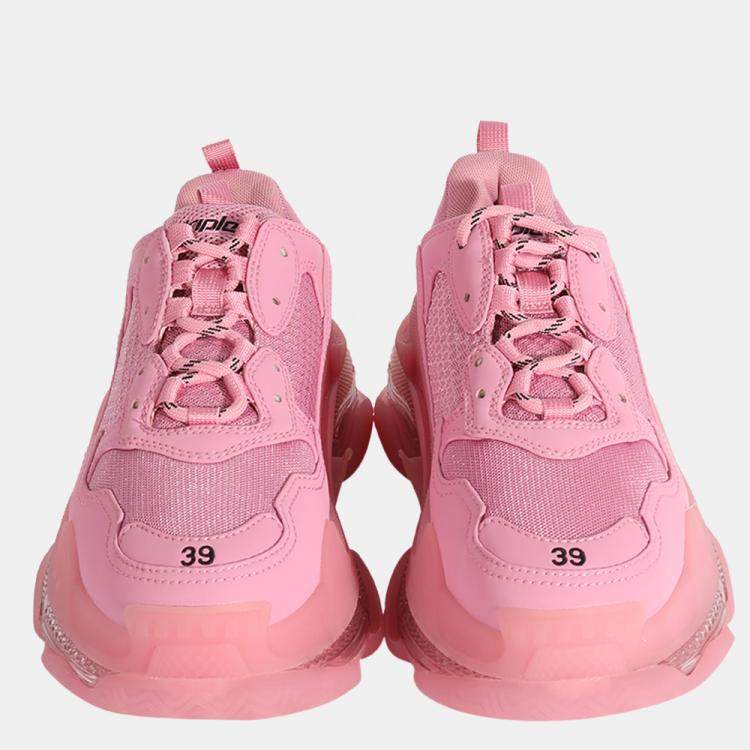Pre Owned Balenciaga Pink Wmns Triple S Clear Sole Sneakers EU 39
