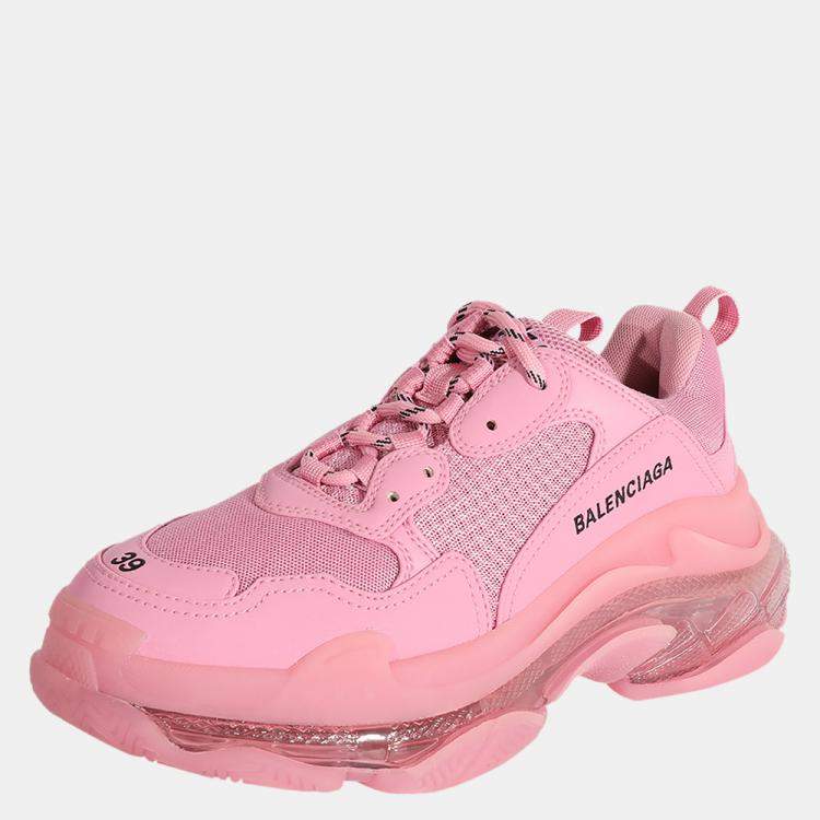 Balenciaga Pink All Over Logo Triple S Sneakers Size 36 Balenciaga  TLC