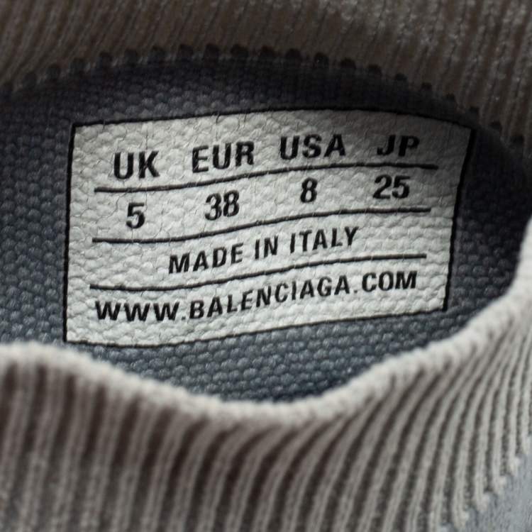 Pre Owned Balenciaga Grey Knit Fabric Speed Trainer Sock Sneakers Size 38