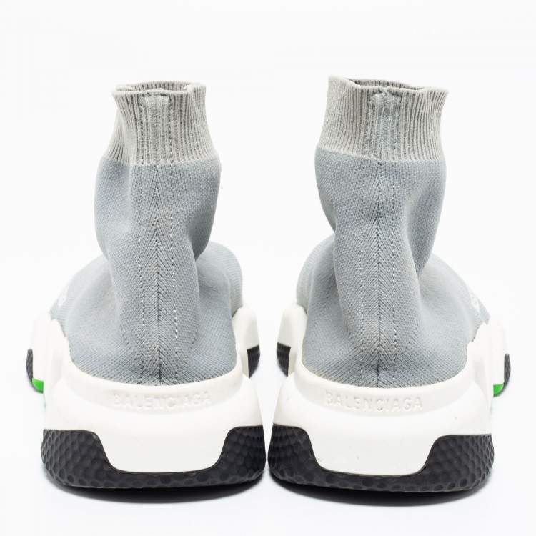Pre Owned Balenciaga Grey Knit Fabric Speed Trainer Sock Sneakers Size 38