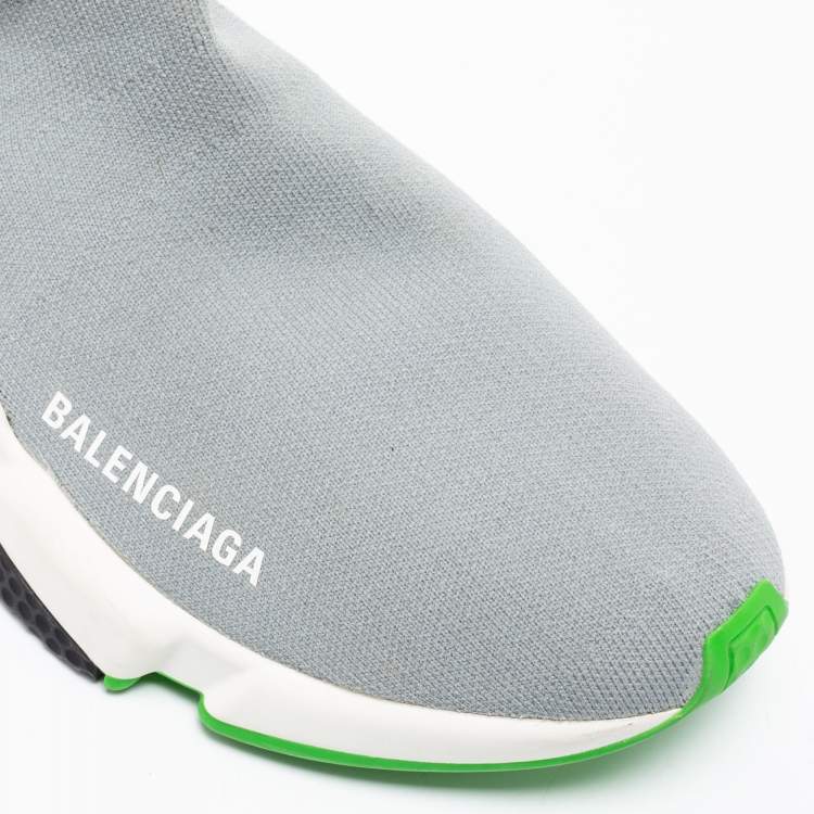 Pre Owned Balenciaga Grey Knit Fabric Speed Trainer Sock Sneakers Size 38