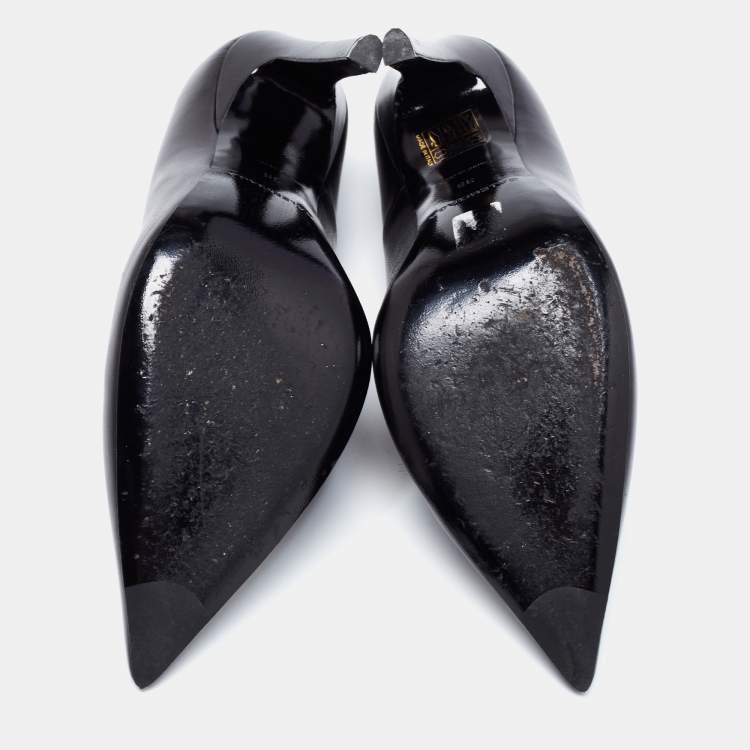 Pre Owned Balenciaga Black Leather Knife Pumps Size 39