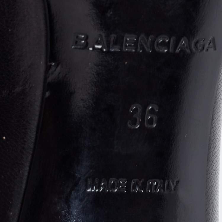 Pre Owned Balenciaga Black Leather V-Neck Open Toe Pumps Size 36
