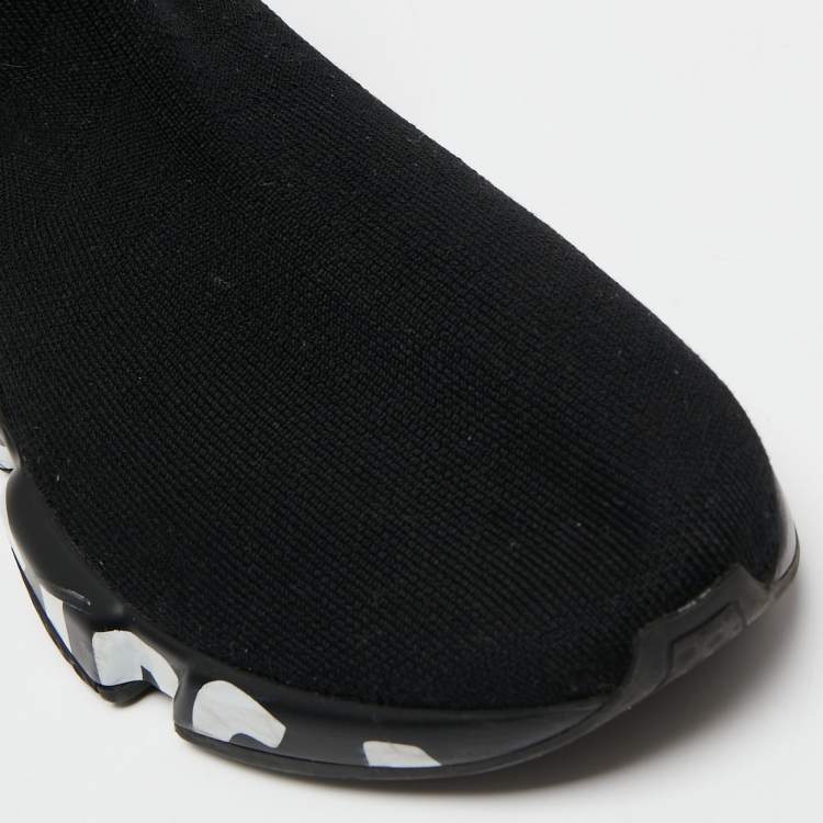 Pre Owned Balenciaga Black Knit Fabric Speed Trainer Sneakers Size 37