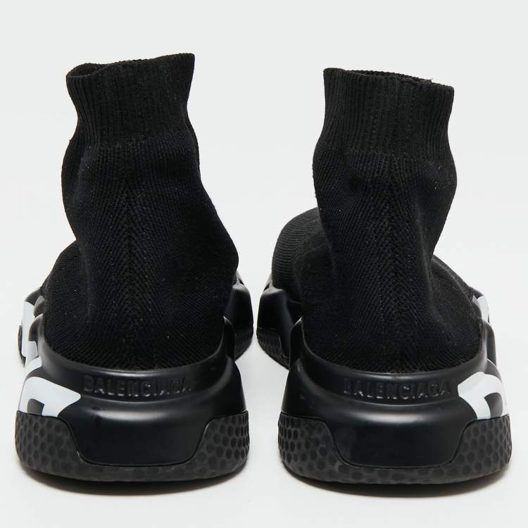 Pre Owned Balenciaga Black Knit Fabric Speed Trainer Sneakers Size 37