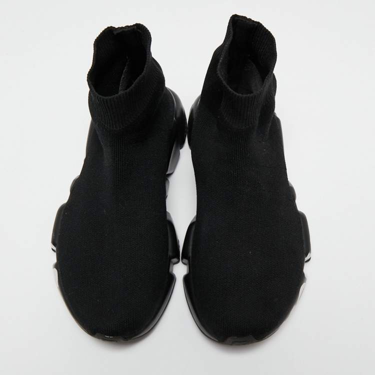 Pre Owned Balenciaga Black Knit Fabric Speed Trainer Sneakers Size 37