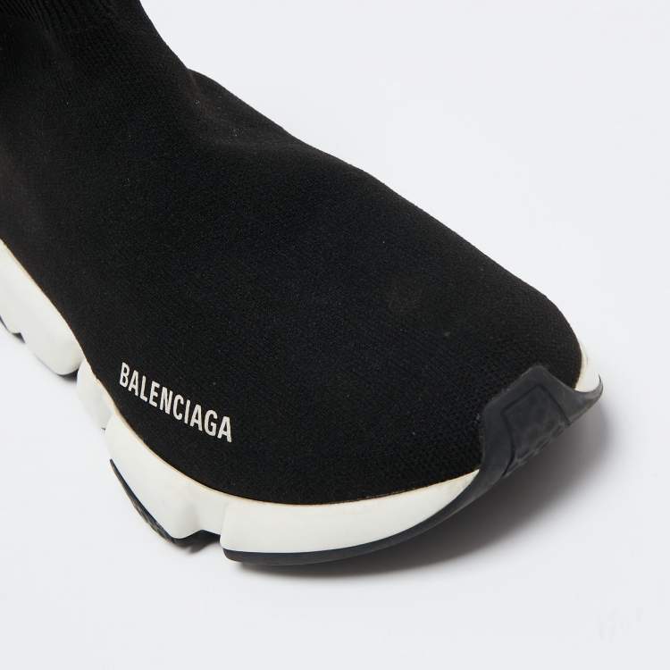 Pre Owned Balenciaga Black Knit Speed Trainer High Top Sneakers Size 36