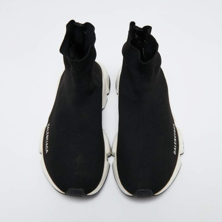 Pre Owned Balenciaga Black Knit Speed Trainer High Top Sneakers Size 36