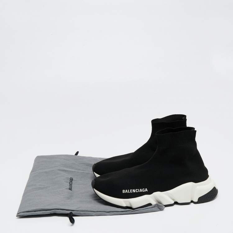 Pre Owned Balenciaga Black Knit Speed Trainer High Top Sneakers Size 36