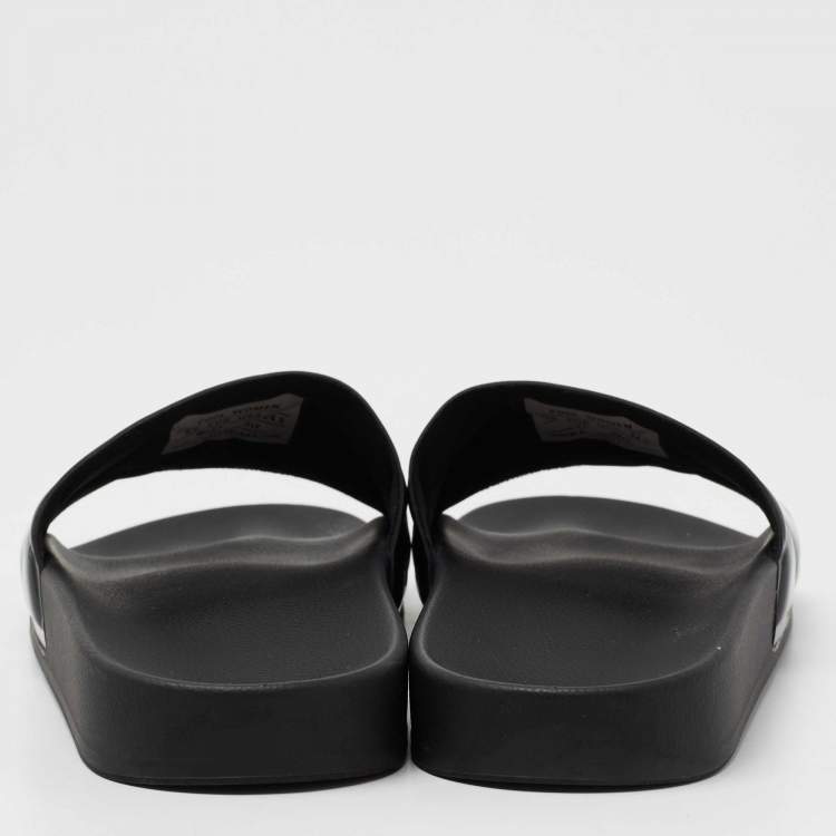 Pre Owned Balenciaga Black PVC  Slide Flats Size 37