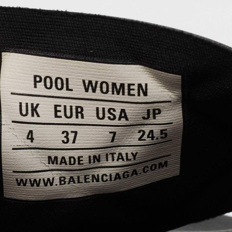 Pre Owned Balenciaga Black PVC  Slide Flats Size 37