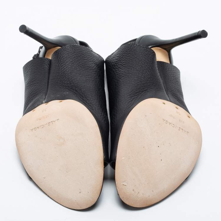 Pre Owned Balenciaga Black Leather Glove Slingback Sandals Size 36