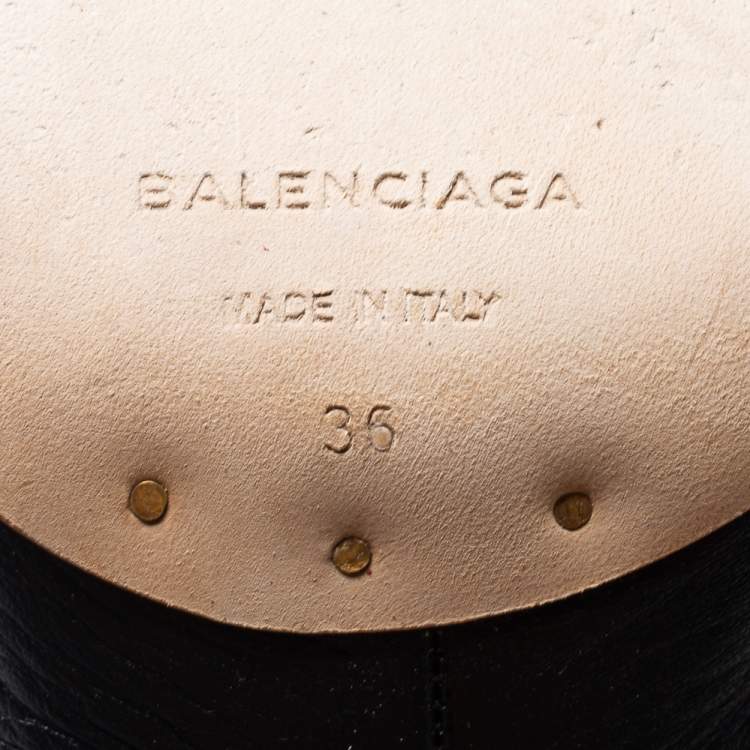 Pre Owned Balenciaga Black Leather Glove Slingback Sandals Size 36