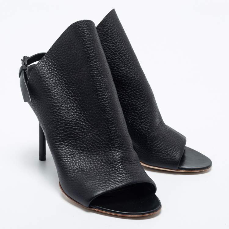 Pre Owned Balenciaga Black Leather Glove Slingback Sandals Size 36