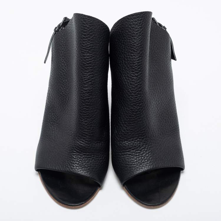 Pre Owned Balenciaga Black Leather Glove Slingback Sandals Size 36