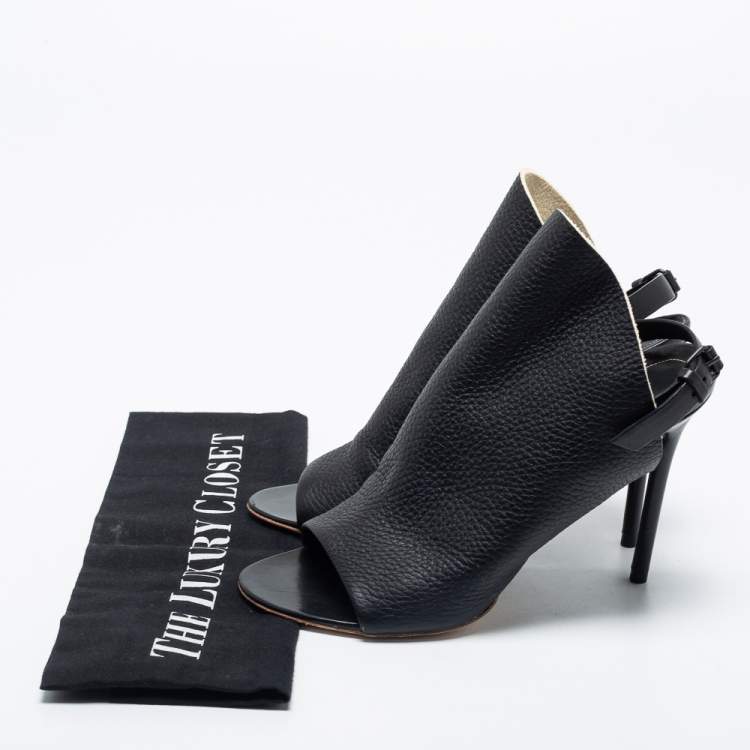 Pre Owned Balenciaga Black Leather Glove Slingback Sandals Size 36