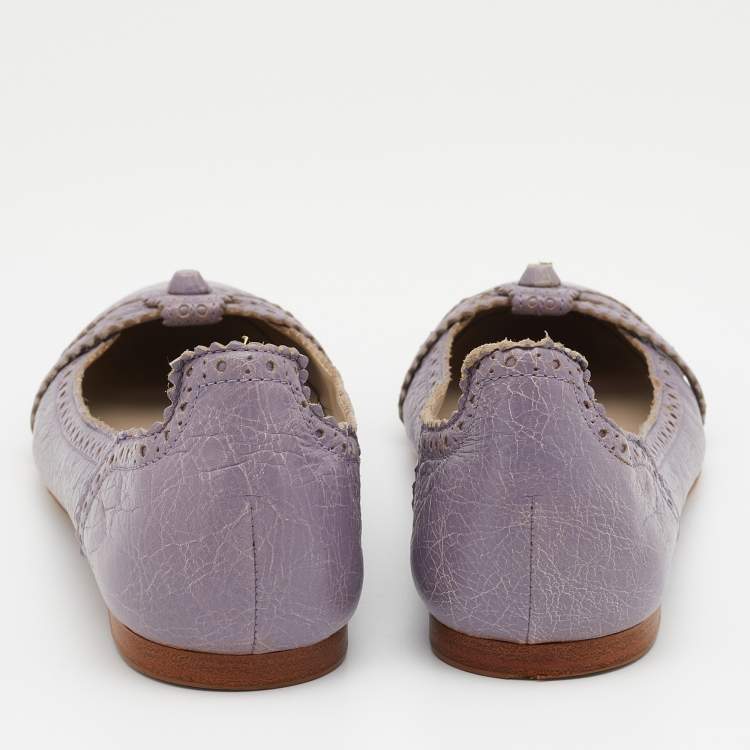 Pre Owned Balenciaga Lilac Leather Arena Ballet Flats Size 39.5