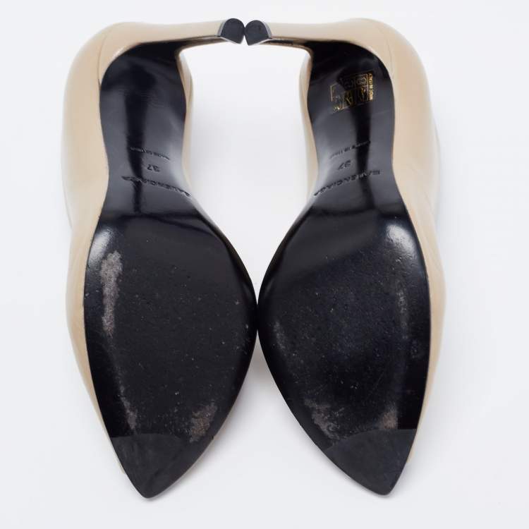 مملوكة مسبقًا Balenciaga Beige Leather Split Vamp Booties Size 37