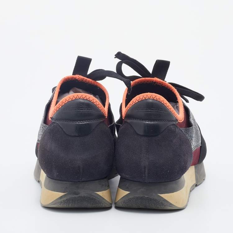 Pre Owned Balenciaga Multicolor Leather And Mesh Race Runner Low Top Sneakers Size 39