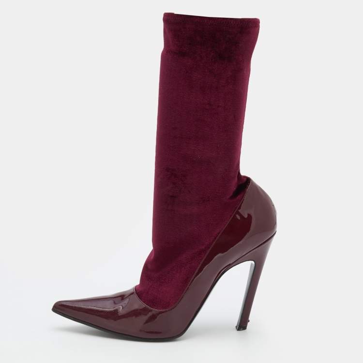 Balenciaga Burgundy Smooth Leather Boots Size 9540  Yoogis Closet