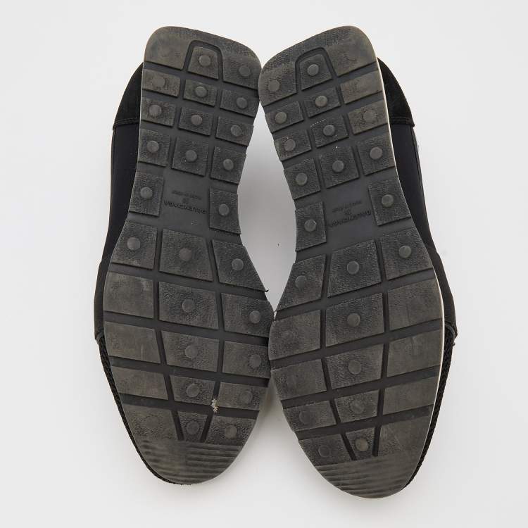 Pre Owned Balenciaga Black Mesh,Leather and Suede Race Runner Low Top Sneakers Size 38