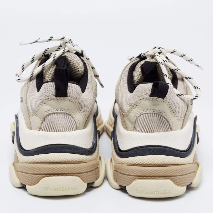 Pre Owned Balenciaga Grey Mesh and Leather Triple S Sneakers Size 35