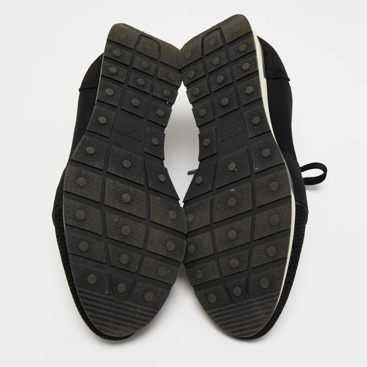 Pre Owned Balenciaga Black Leather and Mesh Race Runner Sneakers Size 38