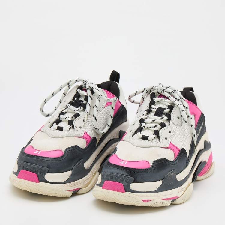 مملوكة مسبقًا Balenciaga Multicolor Leather and Mesh Triple S Sneakers Size 41