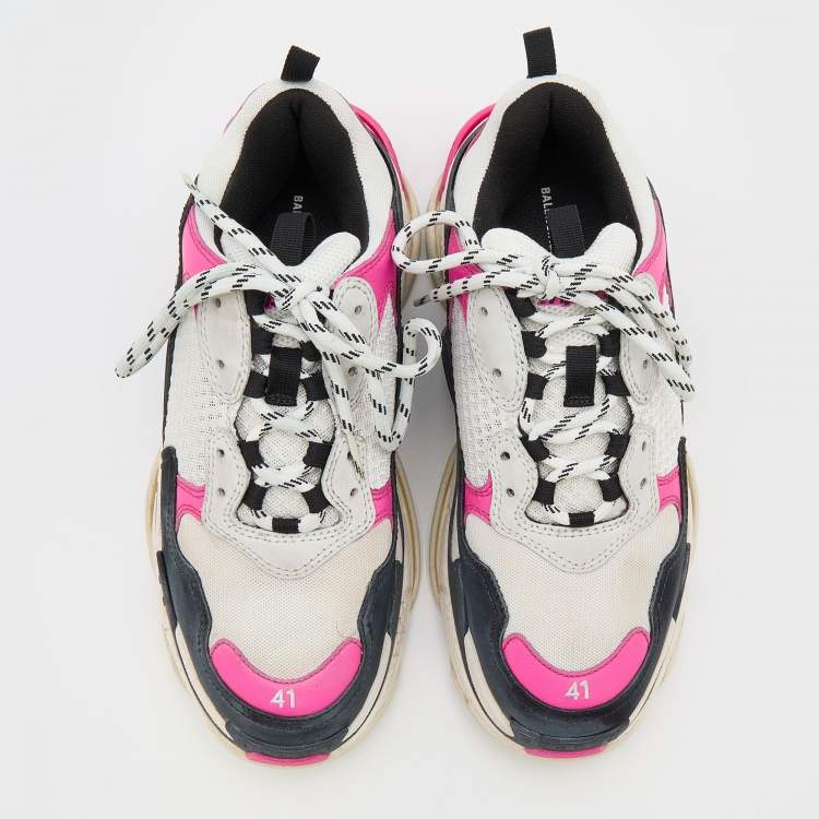 مملوكة مسبقًا Balenciaga Multicolor Leather and Mesh Triple S Sneakers Size 41
