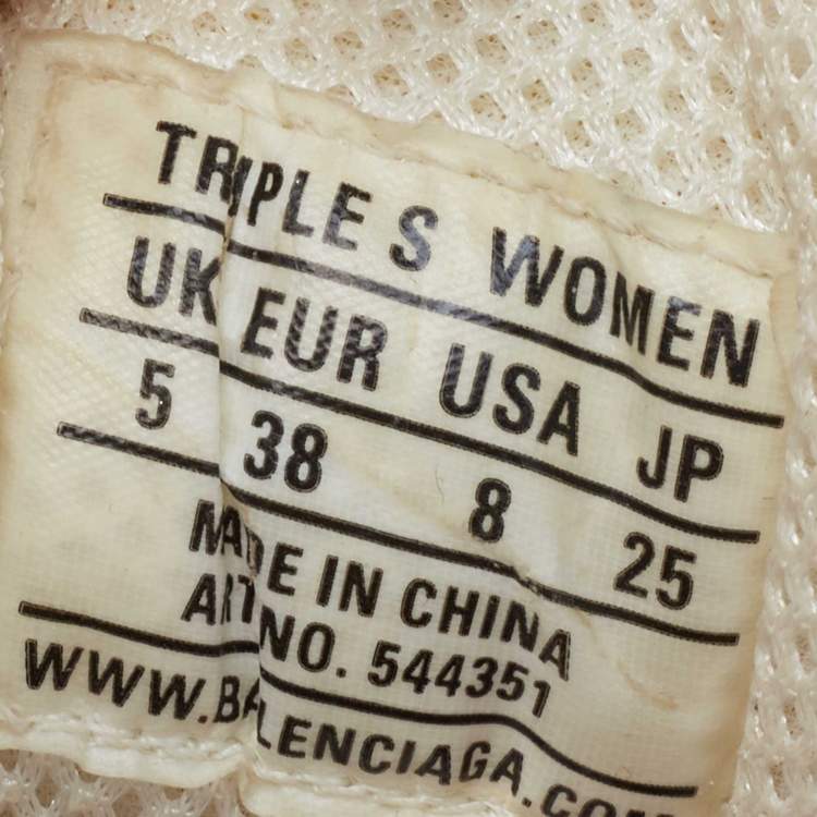 Pre Owned Balenciaga White/Pink Leather and Mesh Triple S Clear Sneakers Size 38