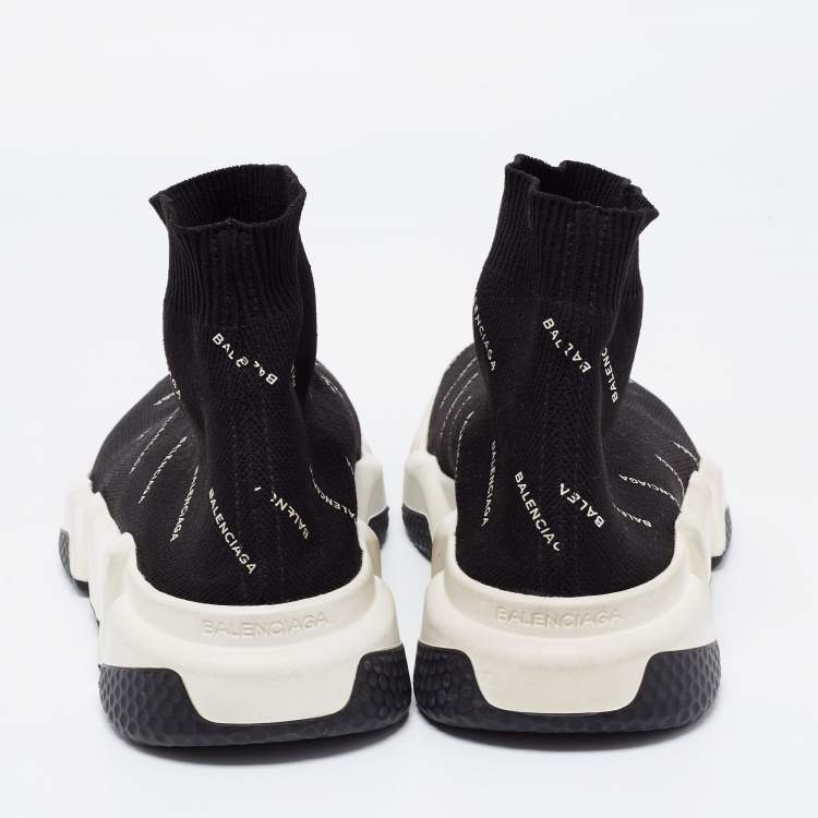 Pre Owned Balenciaga Black Knit Fabric Speed Trainer Sneakers Size 37