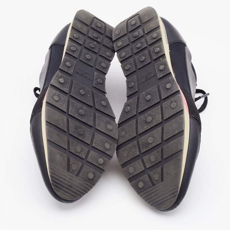 Pre Owned Balenciaga Black Leather and Knit Fabric Race Runner Sneakers Size 40