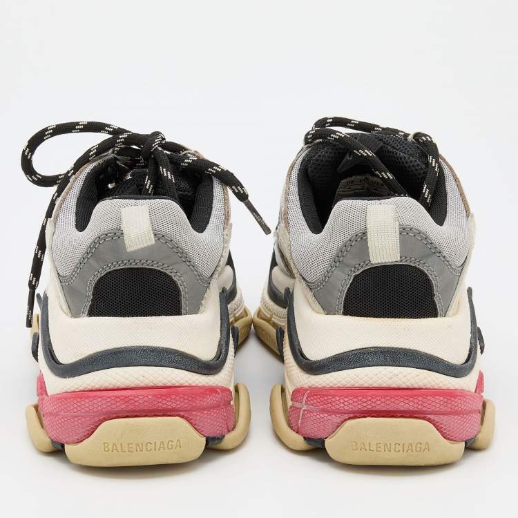 Pre Owned Balenciaga Multicolor Leather and Mesh Triple S Sneakers Size 36