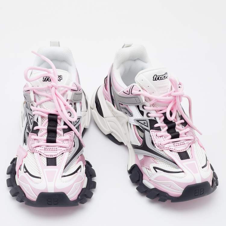 Pre Owned Balenciaga Multicolor Leather and Mesh Track Sneakers Size 38